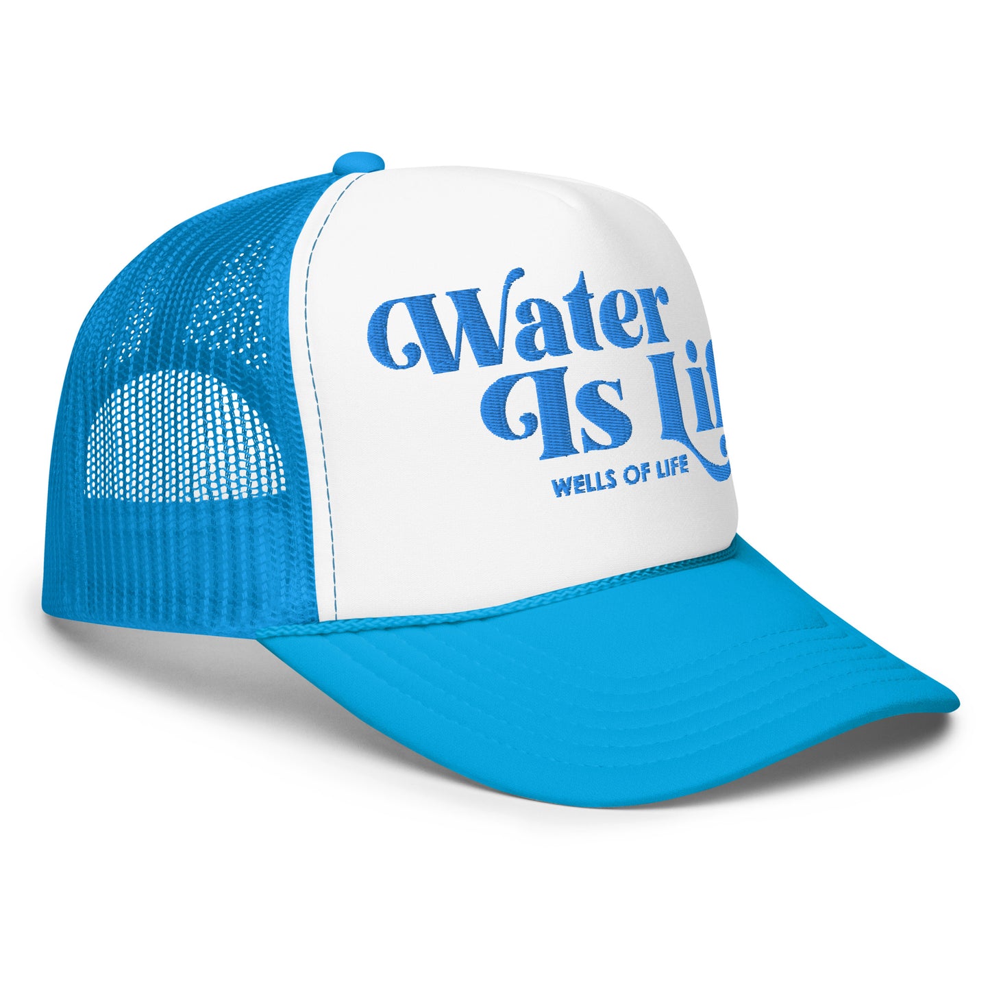 Water Is Life Fancy Logo Foam Trucker Cap