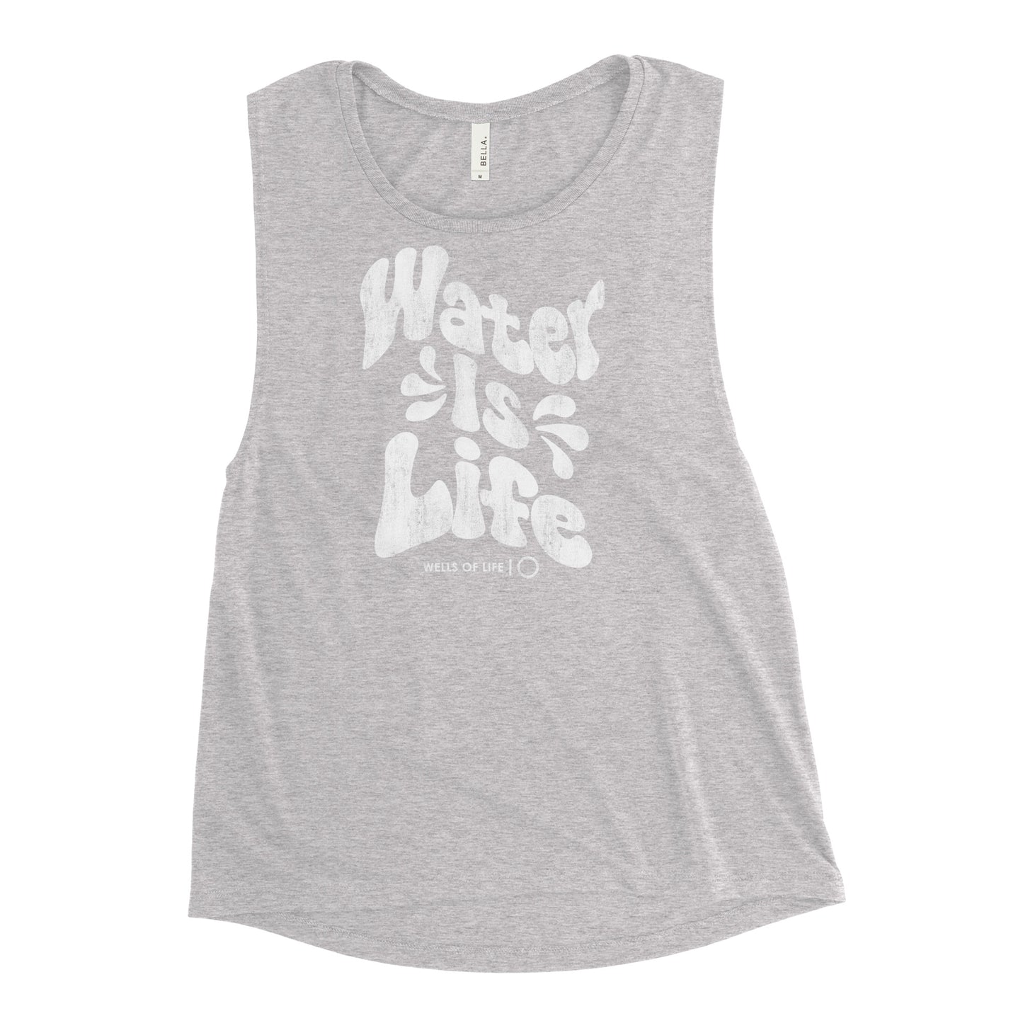 Water Is Life Vintage Print Ladies’ Muscle Tank