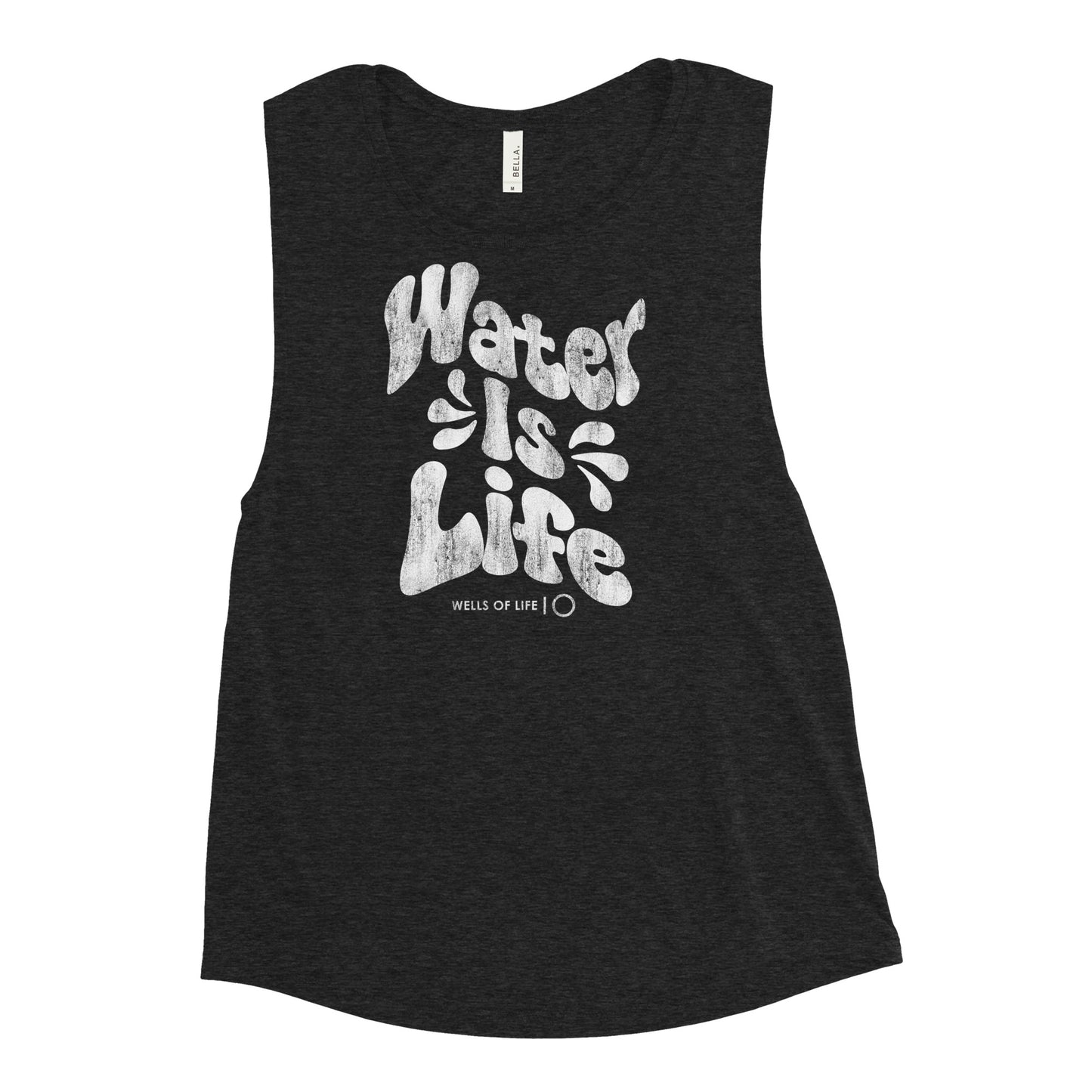 Water Is Life Vintage Print Ladies’ Muscle Tank