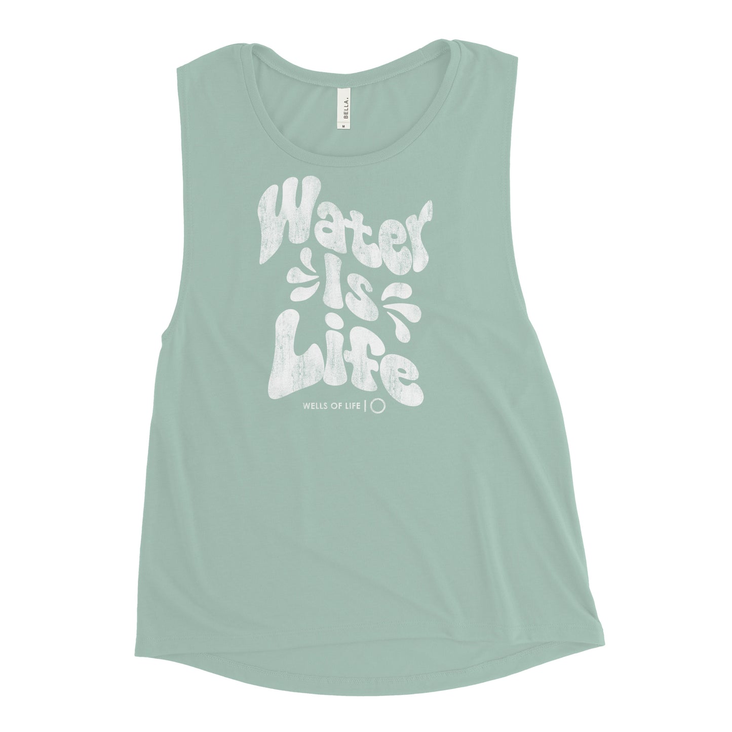 Water Is Life Vintage Print Ladies’ Muscle Tank