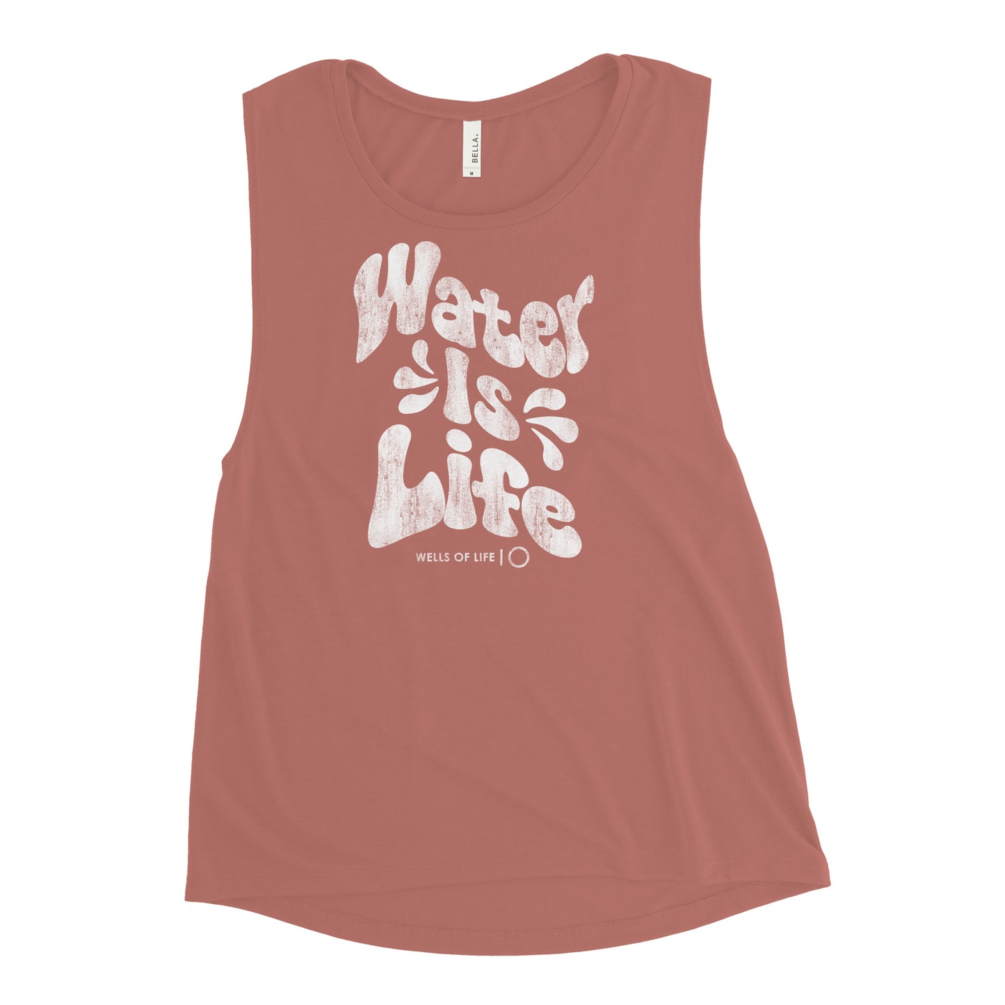 Water Is Life Vintage Print Ladies’ Muscle Tank